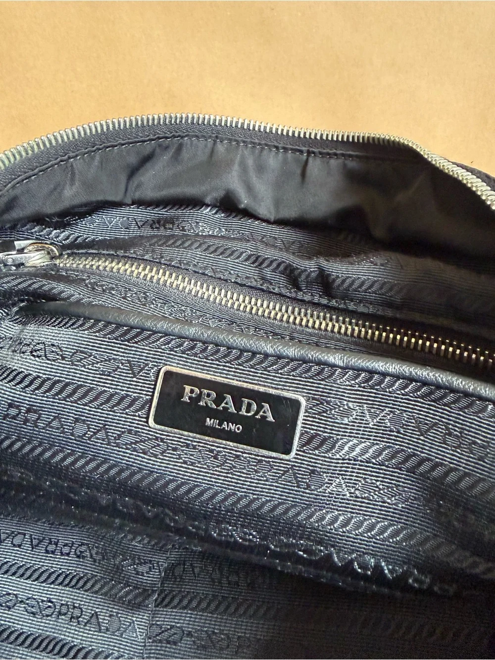 Prada Black Quilted Nylon Tote with Leather Handles
